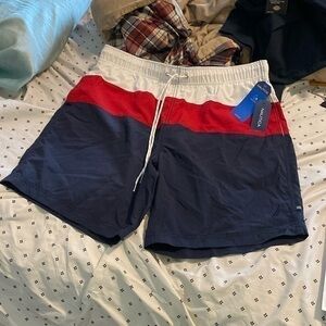 Nautica Performance color block beach surf board  lined pocket shorts large